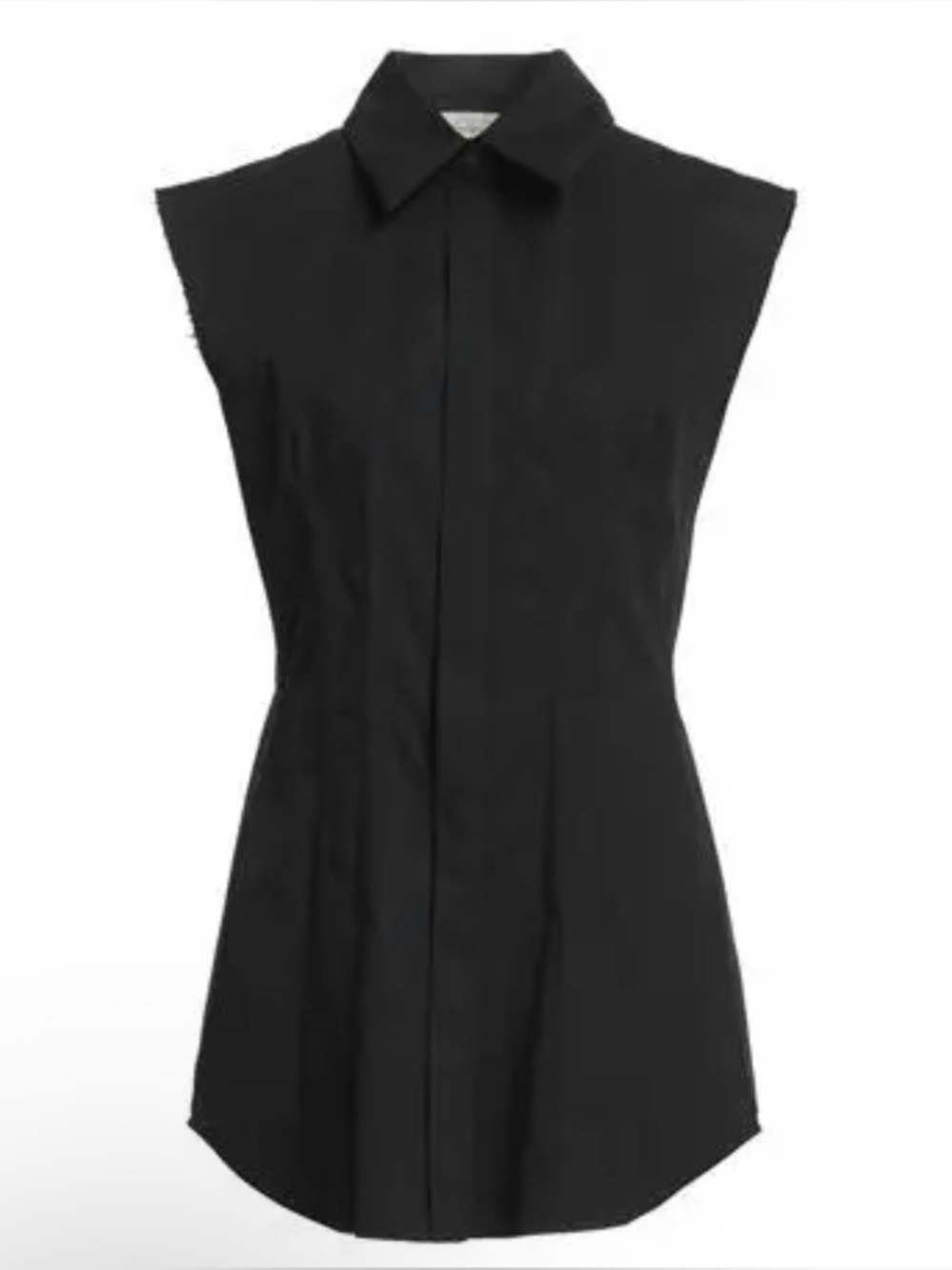 SPORTMAX Sleeveless Black Collared Button-Front shirt. Size 42 (8).